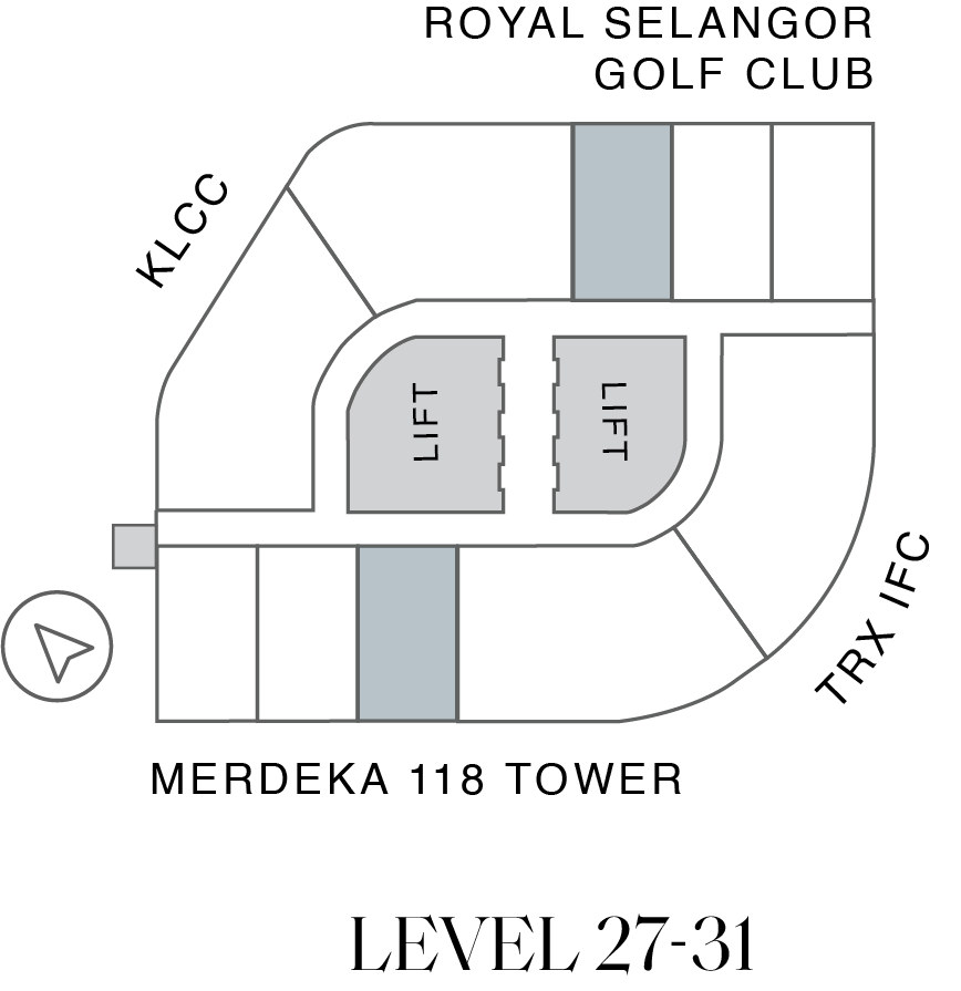 Orion Residence Type A1 key plan Level 27 to 31