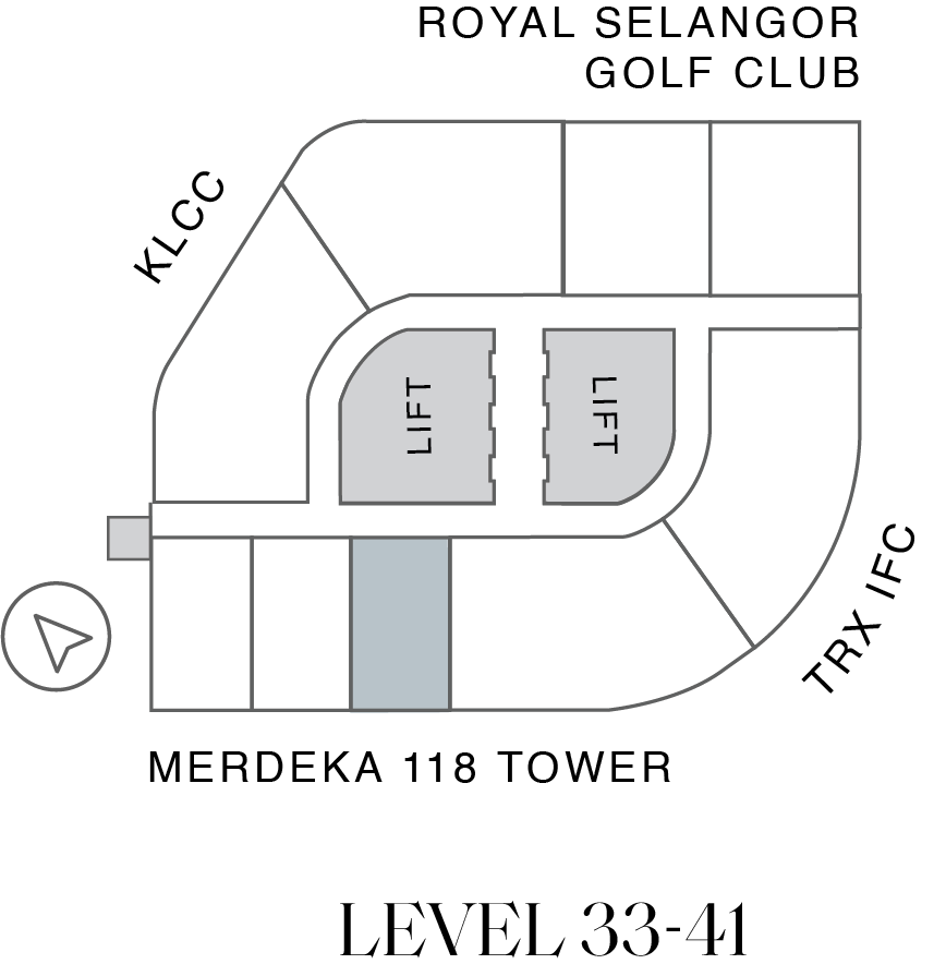 Orion Residence Type A1 key plan Level 33 to 41