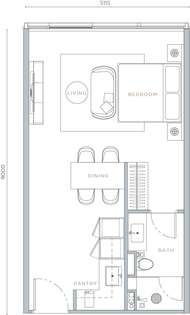 Orion Residence Type A1 studio unit floor plan