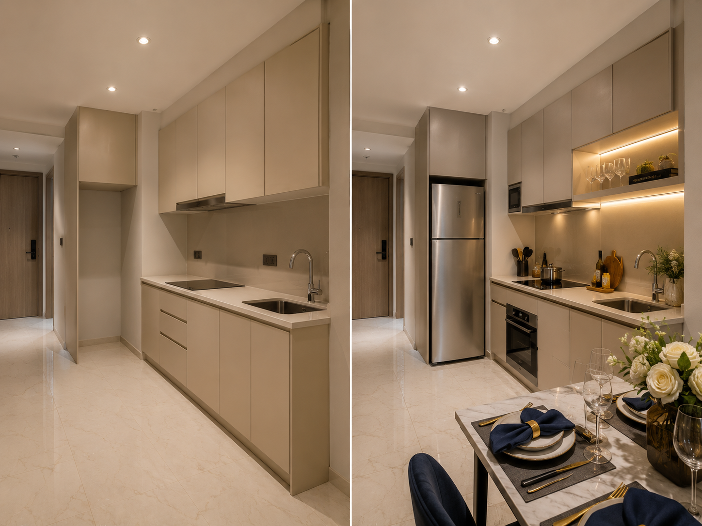 Ready-to-rent kitchen and appliance before and after setup